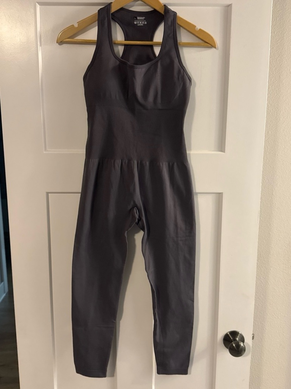 Seamless One-Piece Workout Jumpsuit in Charcoal Gray-Never worn
